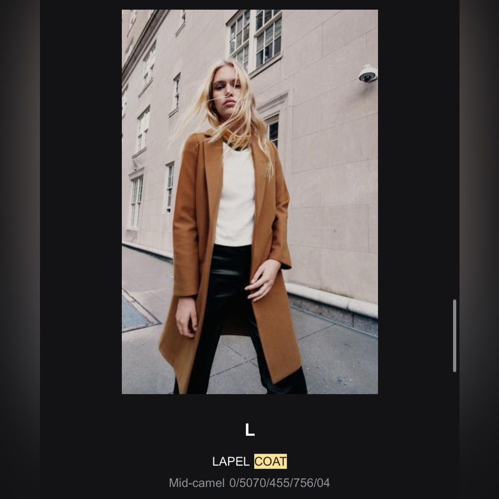 Zara - Lapel Coat - Picture 2 of 9